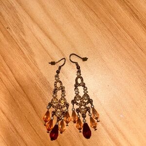Vintage Orange Teardrop Dangle Earrings